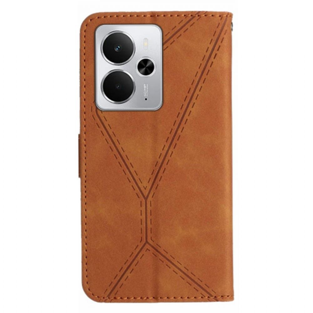 Flip Case Leren Realme 14 5g Strepen En Strepen