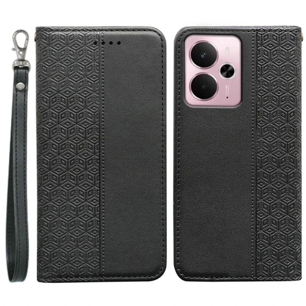 Folio-hoesje Realme 14 5g Geruite Rand En Bandje