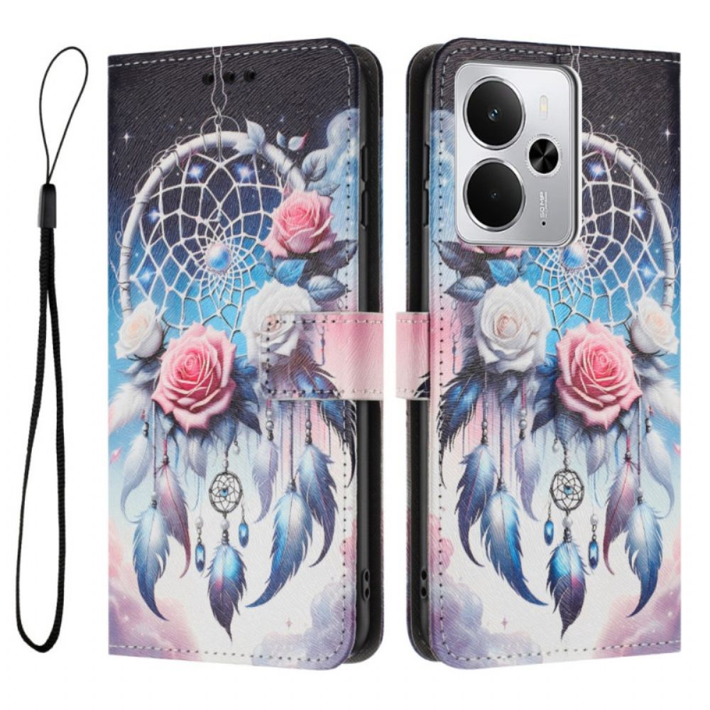 Folio-hoesje Realme 14 5g Telefoonhoesje Bloemenpatroon En Dromenvanger