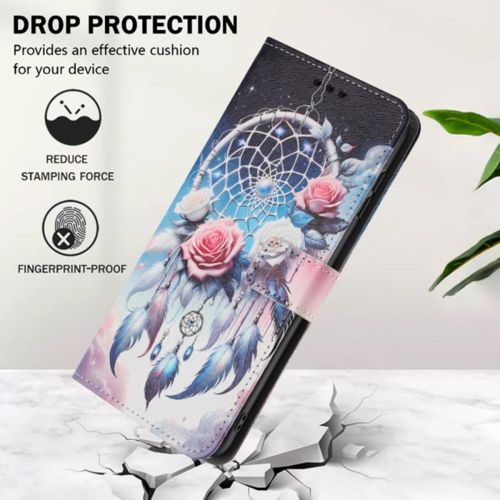 Folio-hoesje Realme 14 5g Telefoonhoesje Bloemenpatroon En Dromenvanger