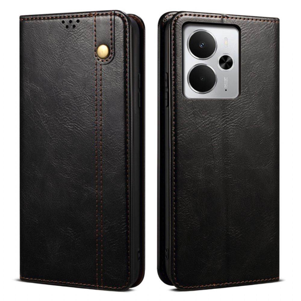 Folio-hoesje Realme 14 5g Telefoonhoesje Gewaxte Imitatie Leer