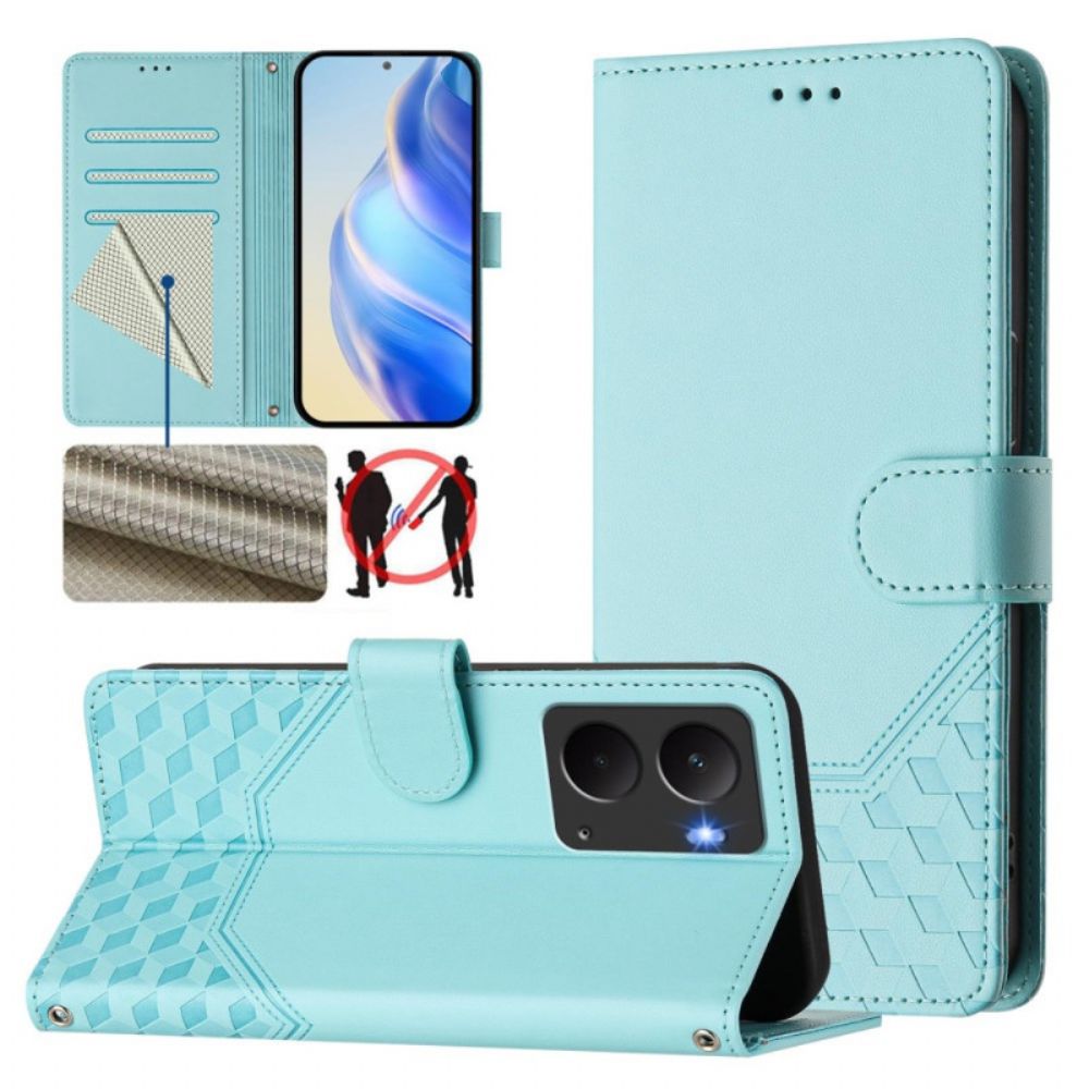 Folio-hoesje Realme 14 5g Telefoonhoesje Rfid Met Honingraatpatroon