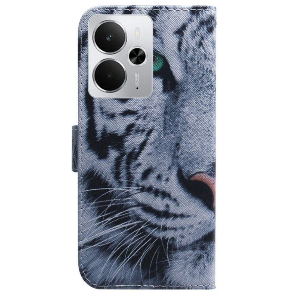 Folio-hoesje Realme 14 5g Telefoonhoesje Wit Tijger