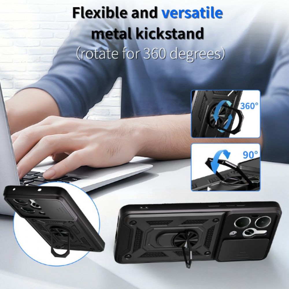 Hoesje Realme 14 5g Schuifsluiting Voor Camera En Standaard Bescherming Hoesje