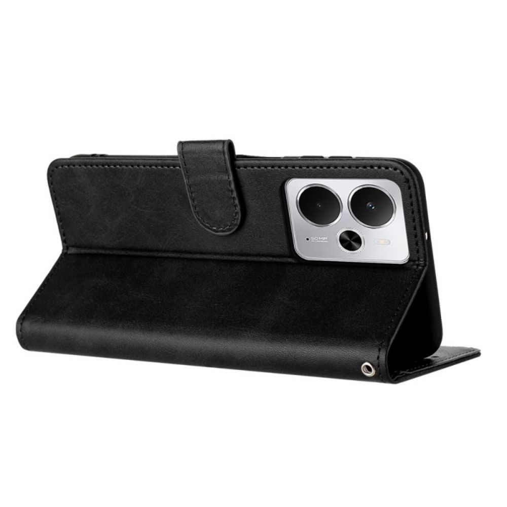 Leren Hoesje Realme 14 5g Leerlook Met Koord Bescherming Hoesje