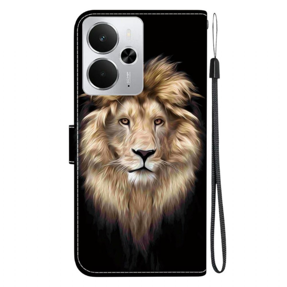 Leren Hoesje Realme 14 5g Leeuwenkoppatroon