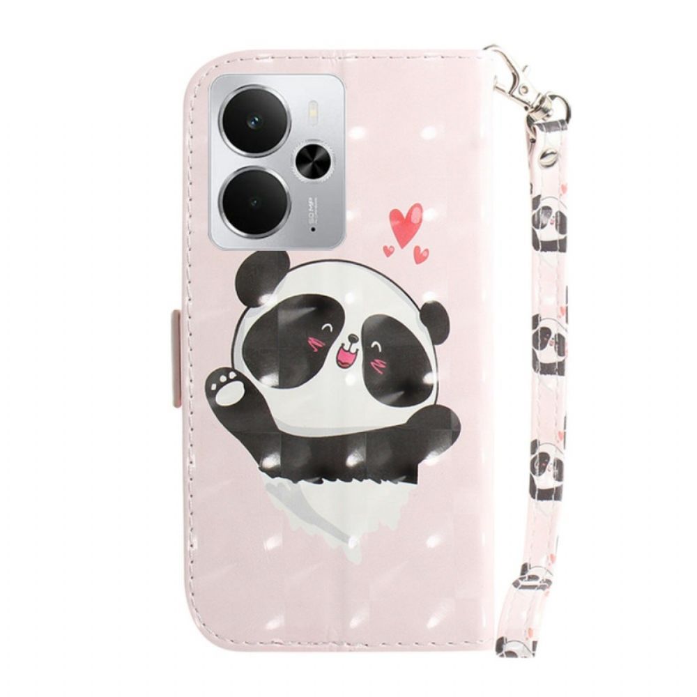 Leren Hoesje Realme 14 5g Panda Love Met Sleutelkoord