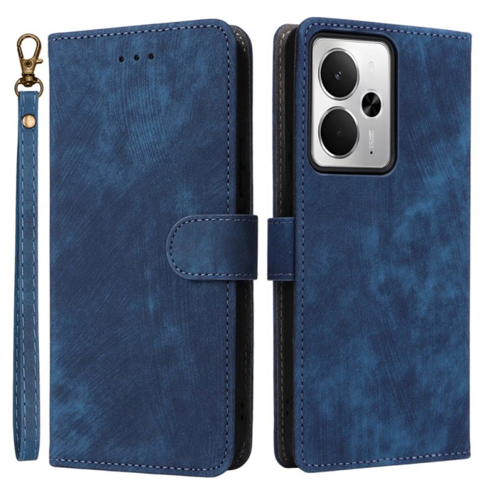 Leren Hoesje Realme 14 5g Rfid Bescherming Suède-effect Bescherming Hoesje