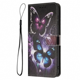 Leren Hoesje Realme 14 5g Twee Vlinders Bescherming Hoesje