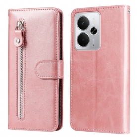 Leren Hoesje Realme 14 5g Vakje Met Rits Bescherming Hoesje