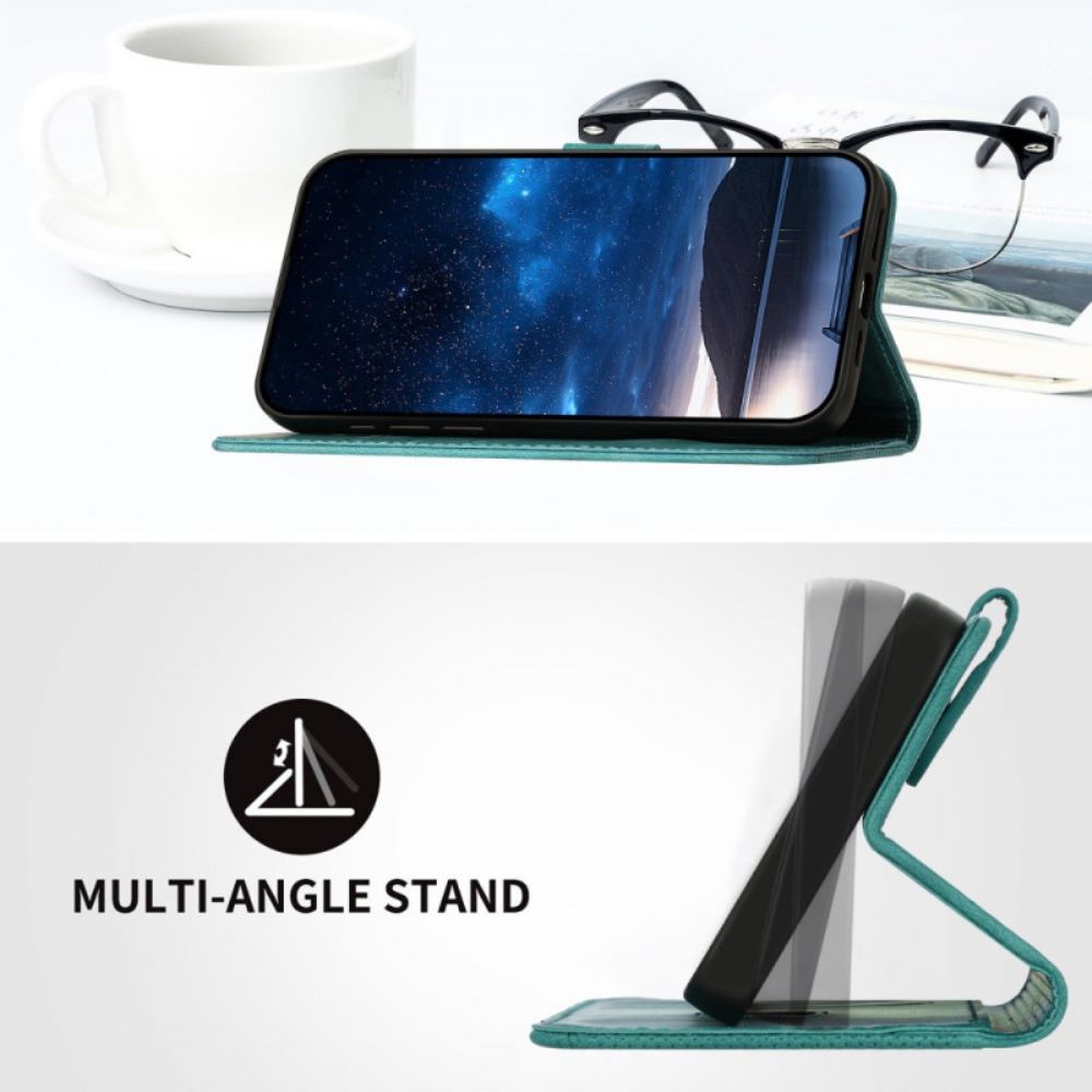 Leren Hoesje Realme 14 5g Vlinderpatroon Bandje Bescherming Hoesje