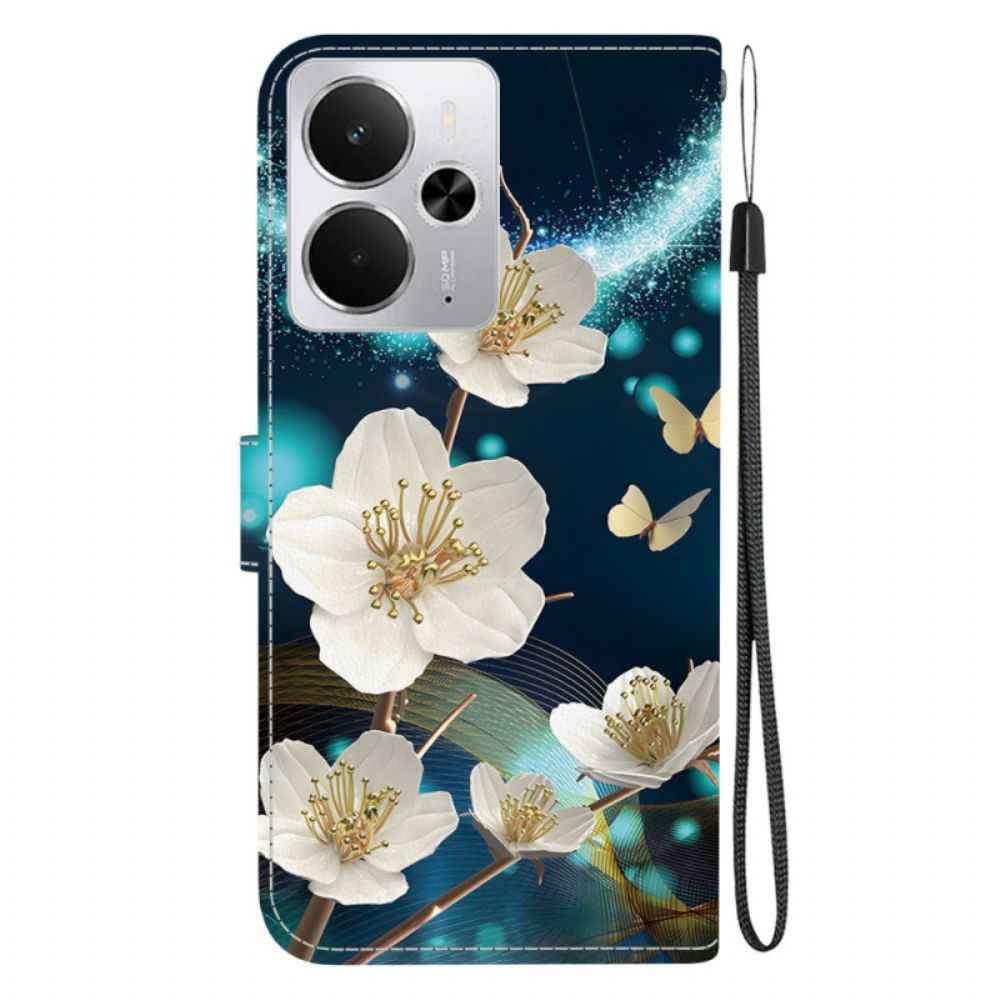 Leren Hoesje Realme 14 5g Wit Magnolia's