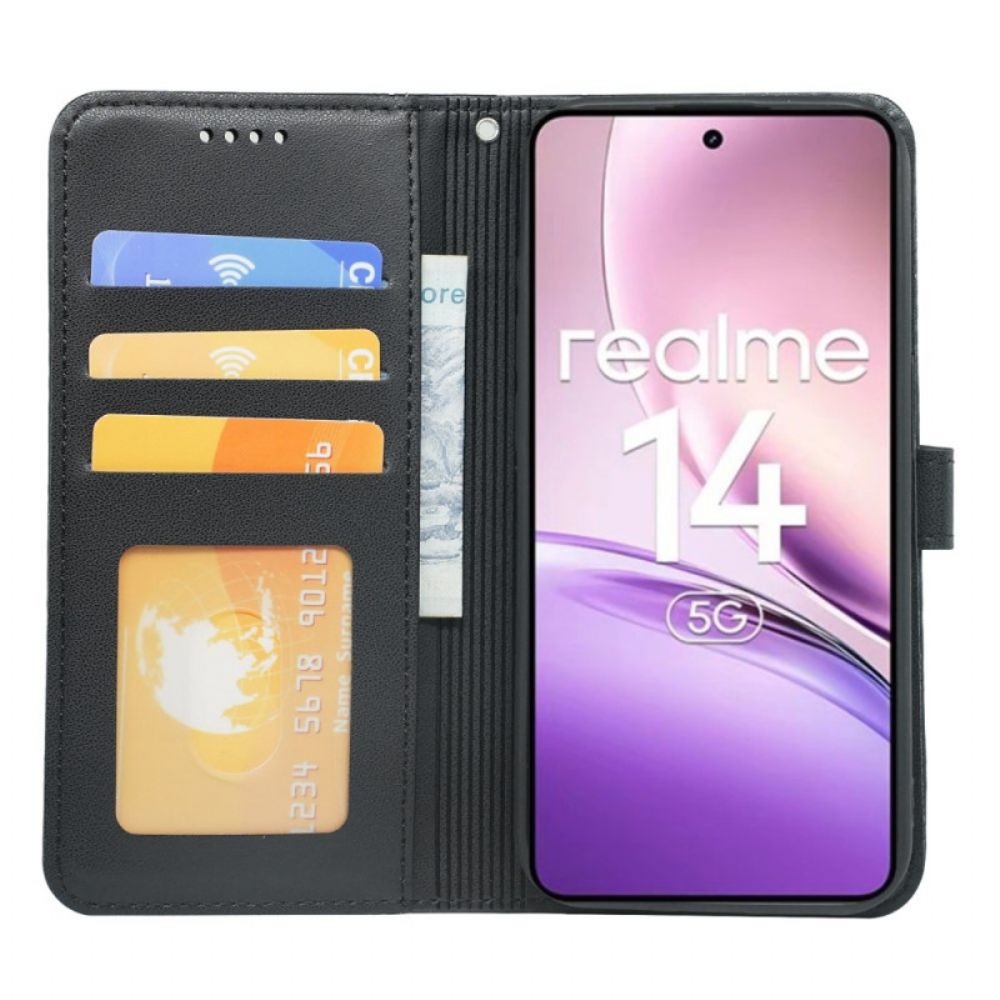 Leren Hoesje Voor Realme 14 5g Afneembaar Bandje