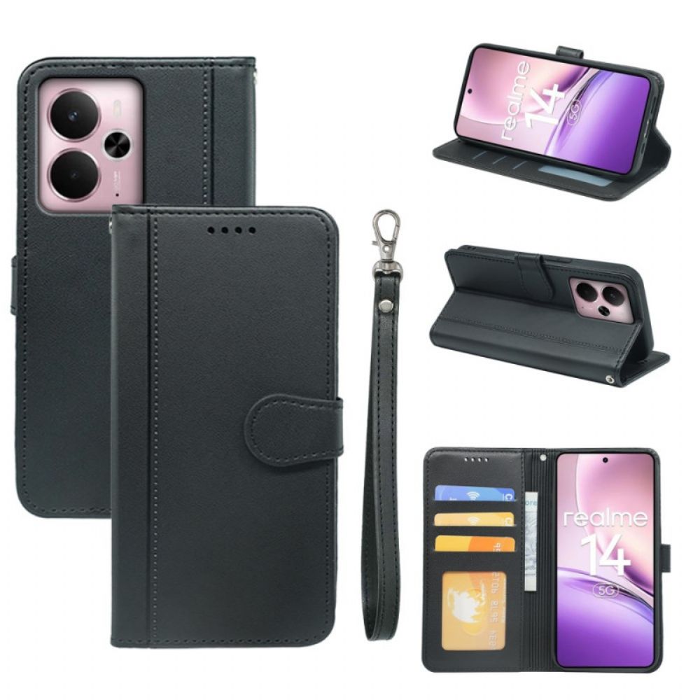 Leren Hoesje Voor Realme 14 5g Afneembaar Bandje
