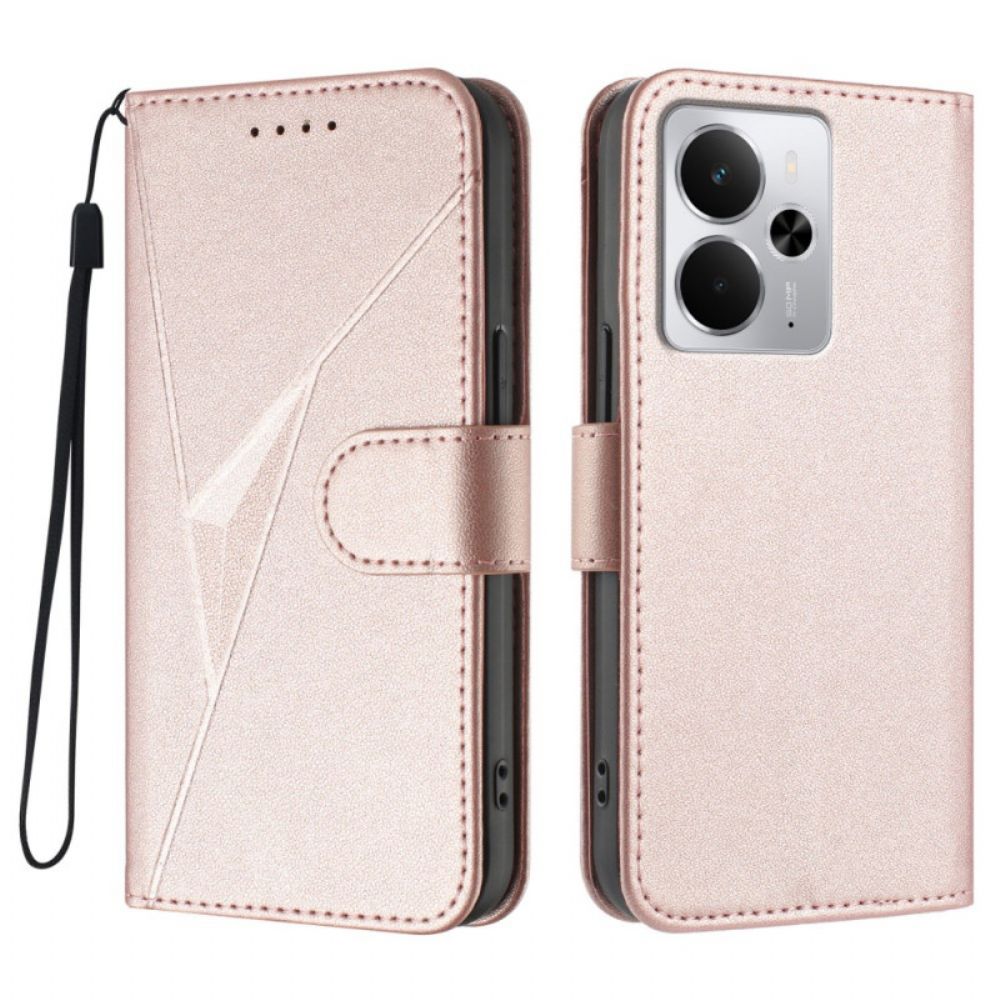 Leren Hoesje Voor Realme 14 5g Driehoekig Patroon