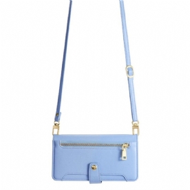 Leren Hoesje Voor Realme 14 5g Portemonnee Met Rits Riem En Schouderriem