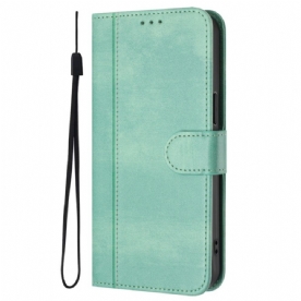 Leren Hoesje Voor Realme 14 5g Retro Stiksels