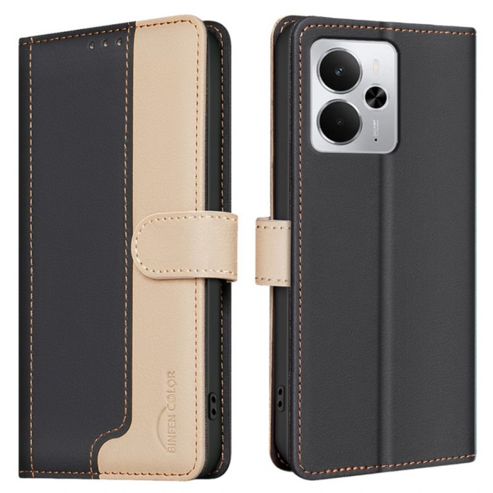 Leren Hoesje Voor Realme 14 5g Tweekleurige Binfen-kleur