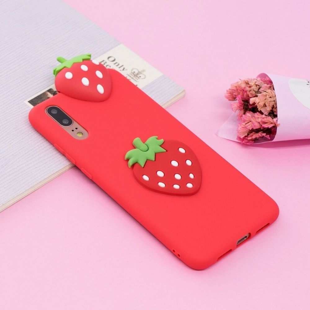 Hoesje voor Huawei P20 3d Aardbei
