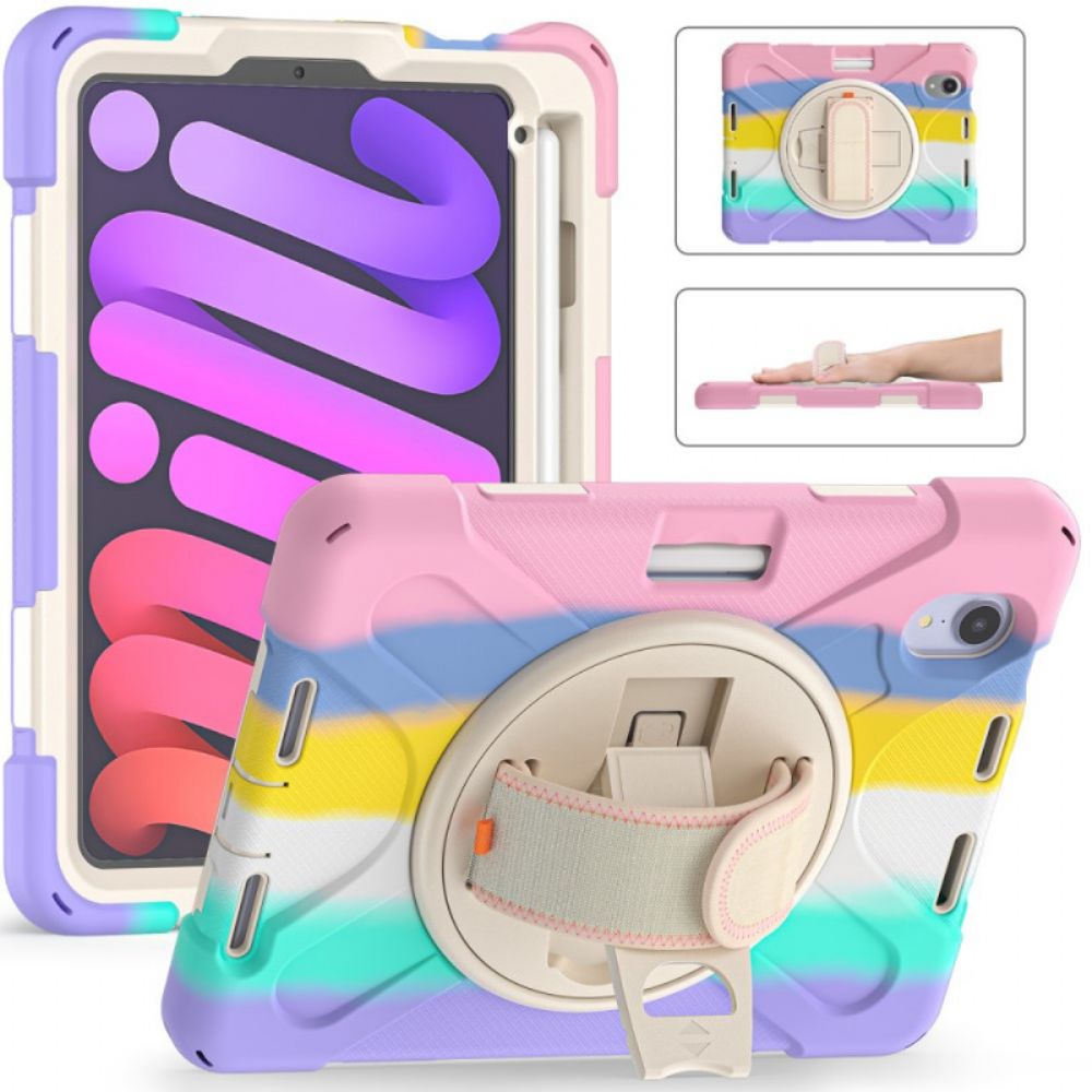 Hoesje voor iPad Mini 6 (2021) Handsfree Ondersteuning En Gekleurde Band