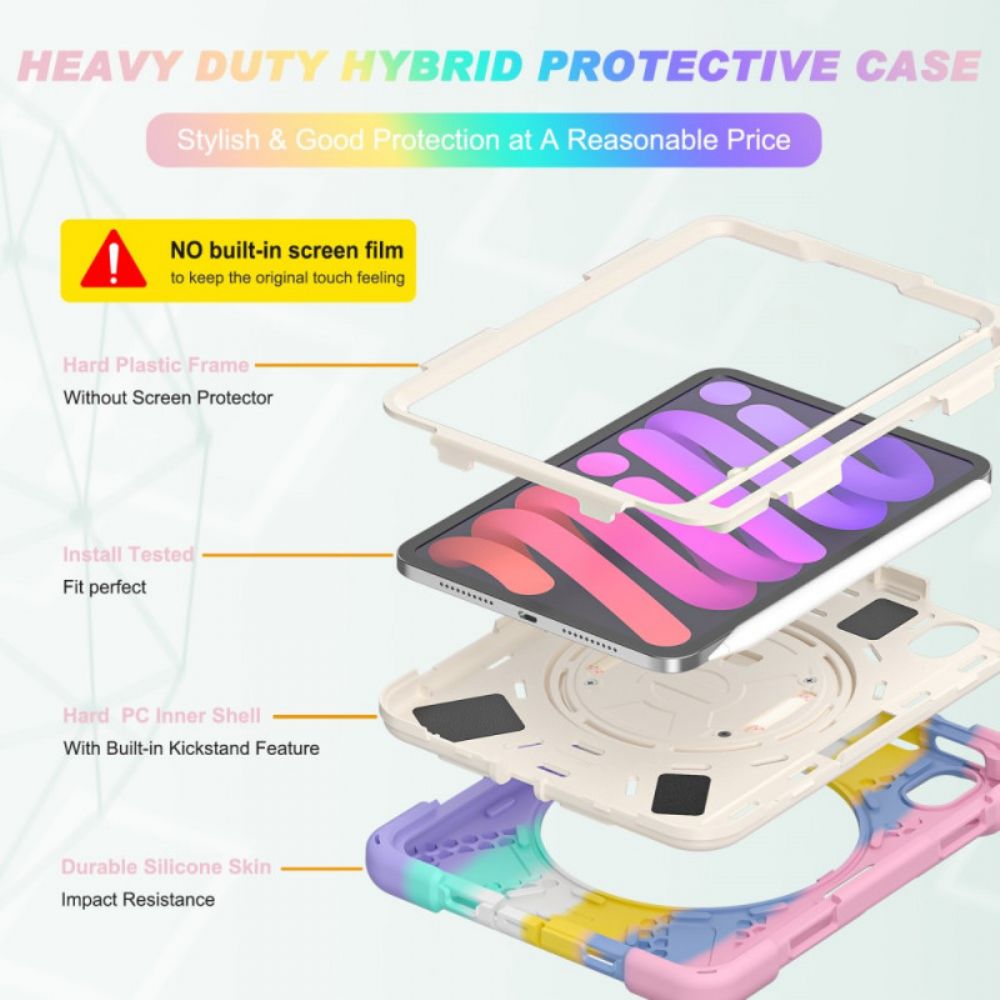 Hoesje voor iPad Mini 6 (2021) Handsfree Ondersteuning En Gekleurde Band