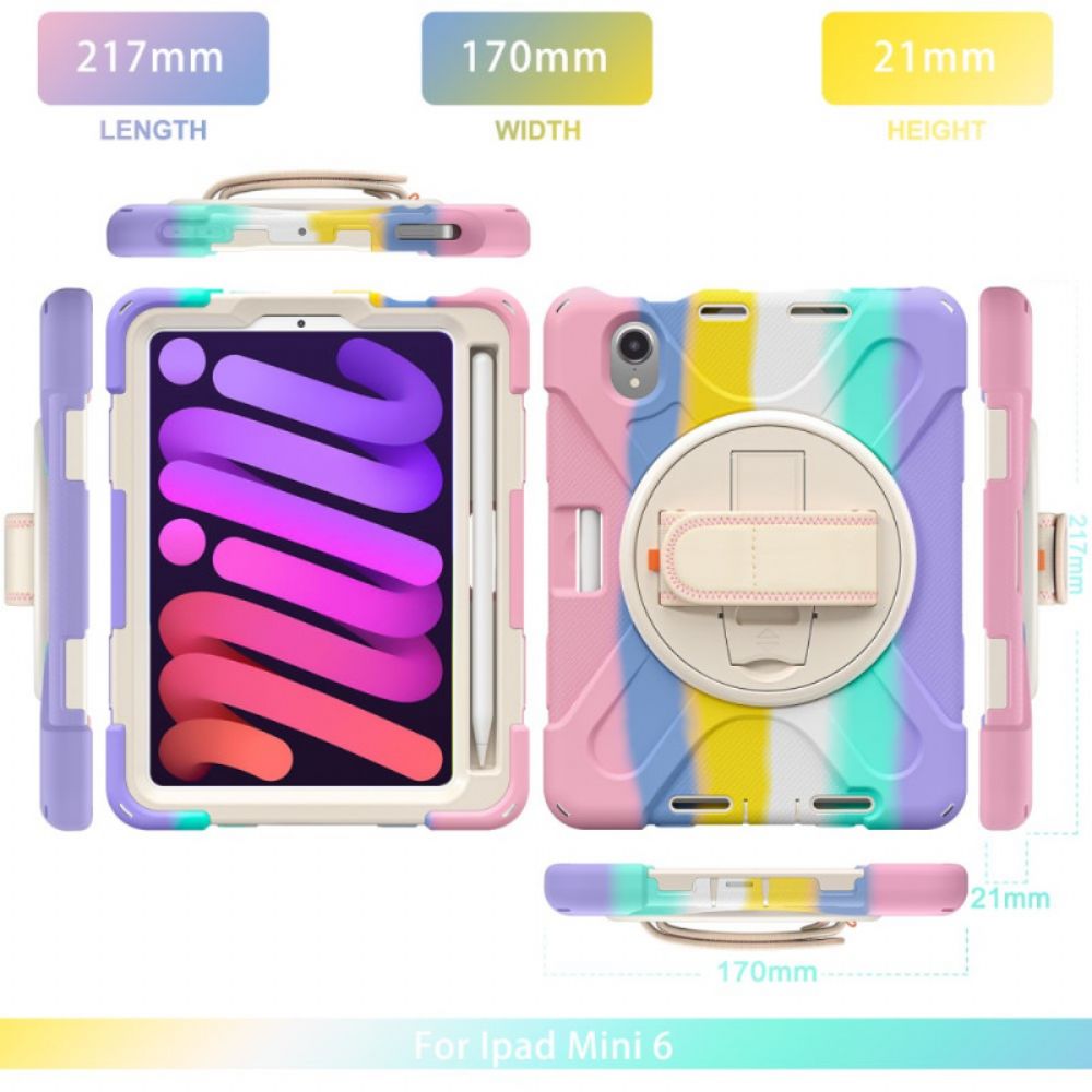 Hoesje voor iPad Mini 6 (2021) Handsfree Ondersteuning En Gekleurde Band