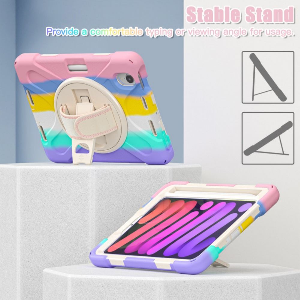 Hoesje voor iPad Mini 6 (2021) Handsfree Ondersteuning En Gekleurde Band