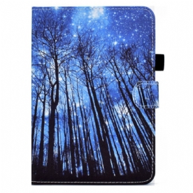 Leren Hoesje voor iPad Mini 6 (2021) Bos Bij Nacht