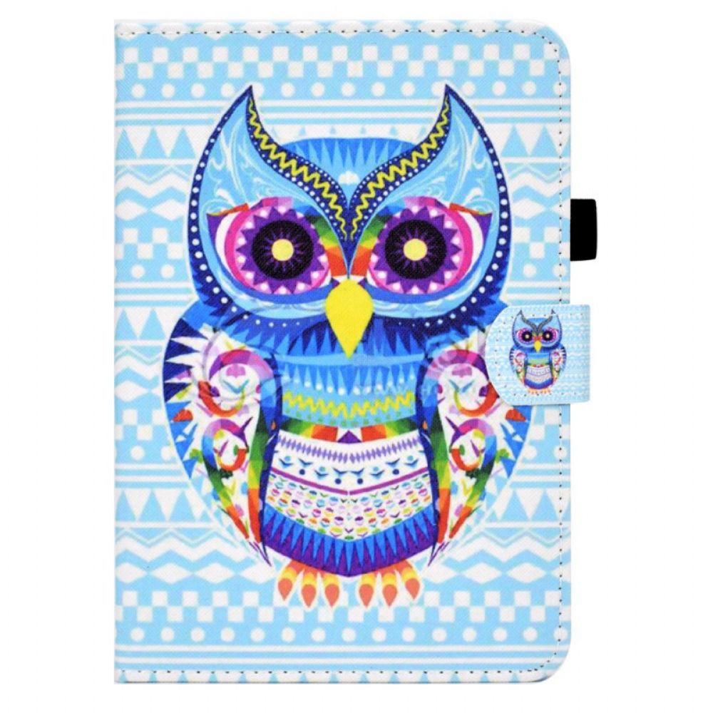 Leren Hoesje voor iPad Mini 6 (2021) Tribale Uil