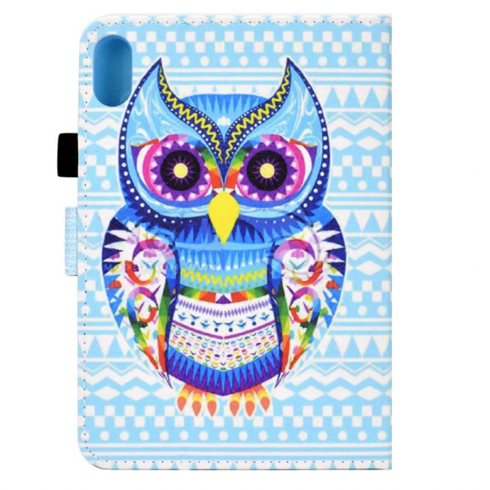 Leren Hoesje voor iPad Mini 6 (2021) Tribale Uil