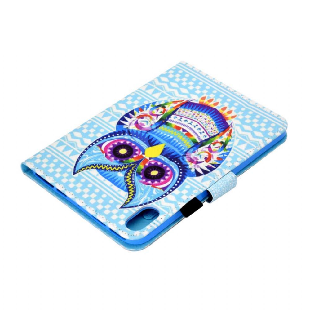 Leren Hoesje voor iPad Mini 6 (2021) Tribale Uil