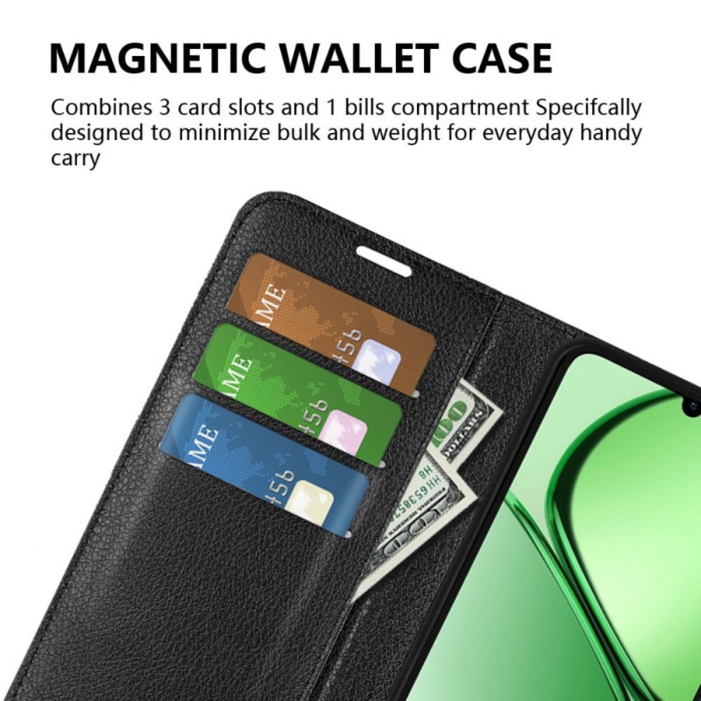 Folio-hoesje Realme Note 60x Klassiek Lychee Imitatieleer