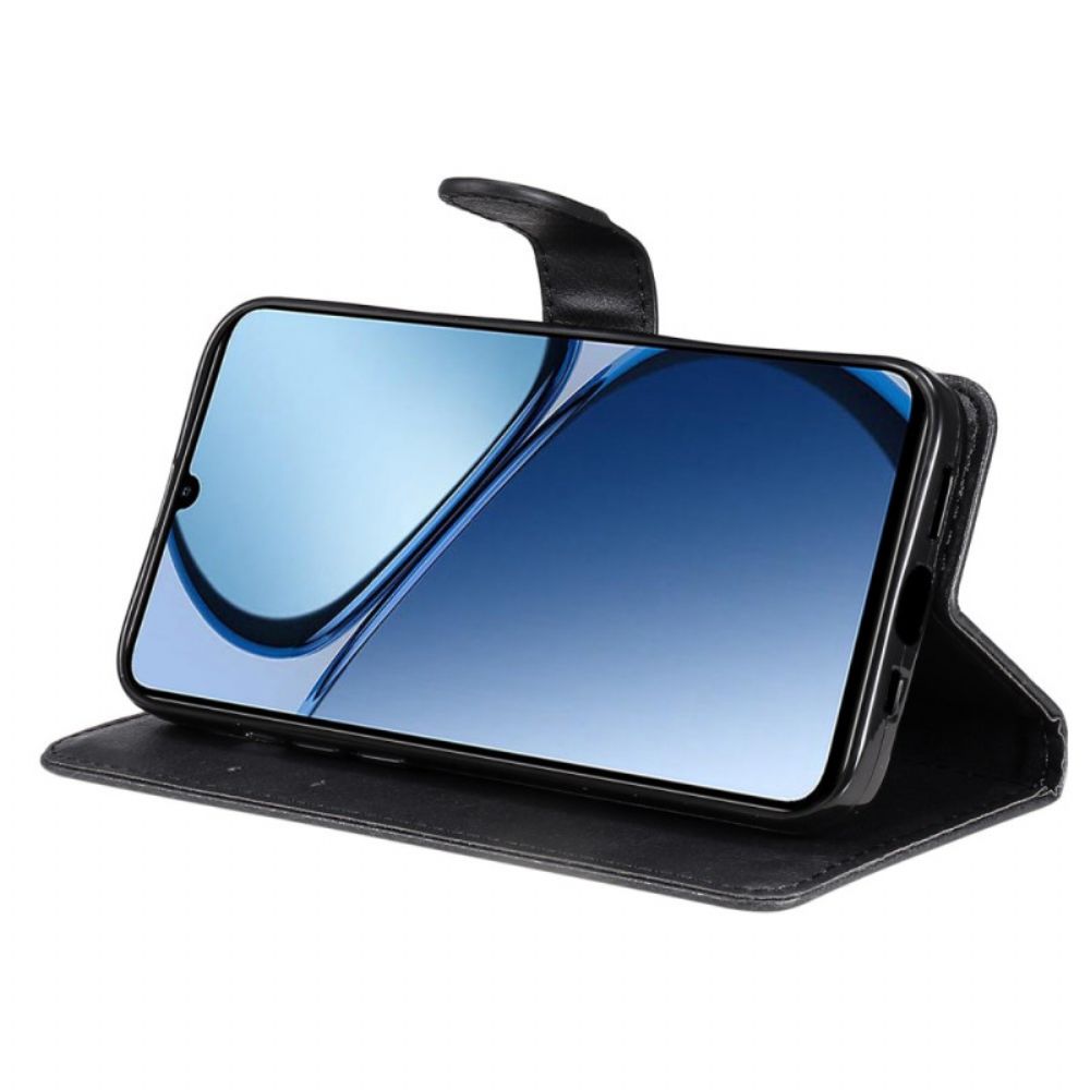 Leren Hoesje Realme Note 60x Effen Imitatieleer Bescherming Hoesje