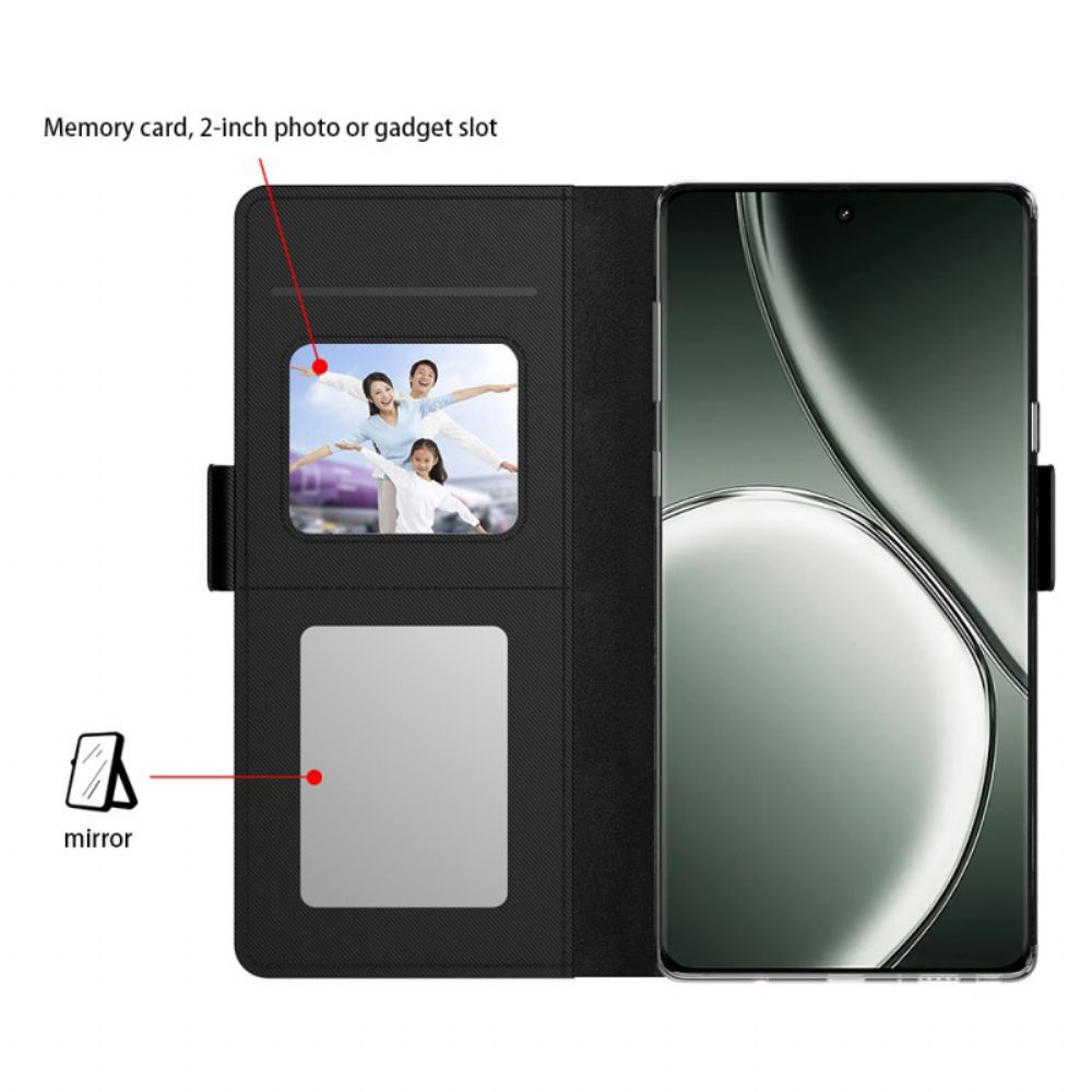 Leren Hoesje Realme Note 60x Spiegel En Kaarthouder Bescherming Hoesje