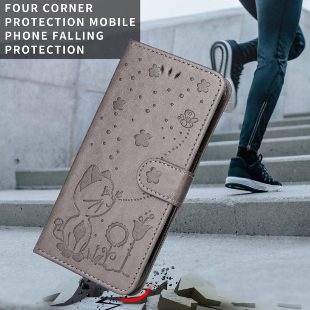 Flip Case Leren Huawei Pura 80 Ultra Bij En Kat