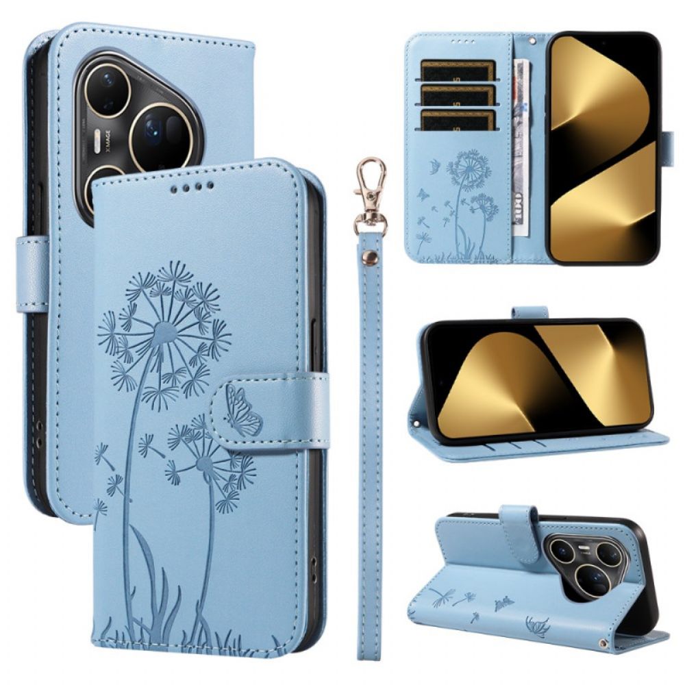 Flip Case Leren Huawei Pura 80 Ultra Paardenbloembandje