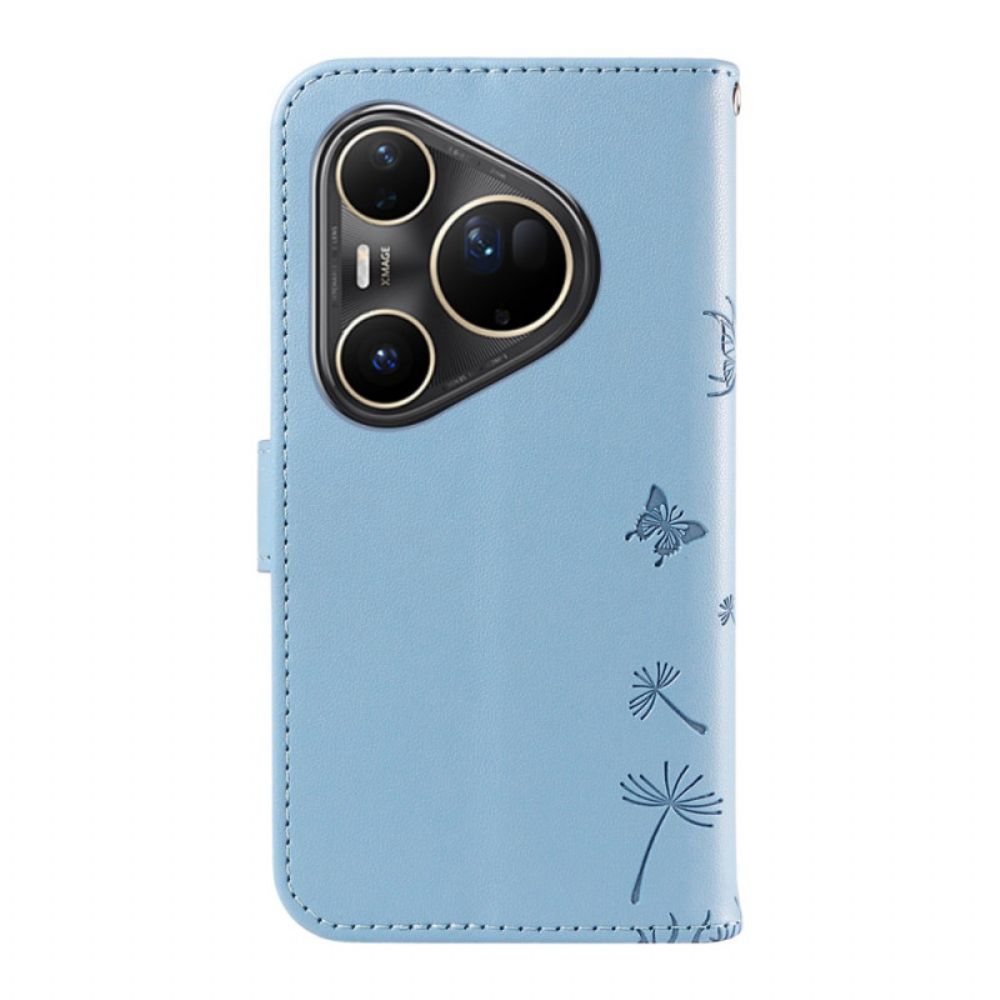 Flip Case Leren Huawei Pura 80 Ultra Paardenbloembandje
