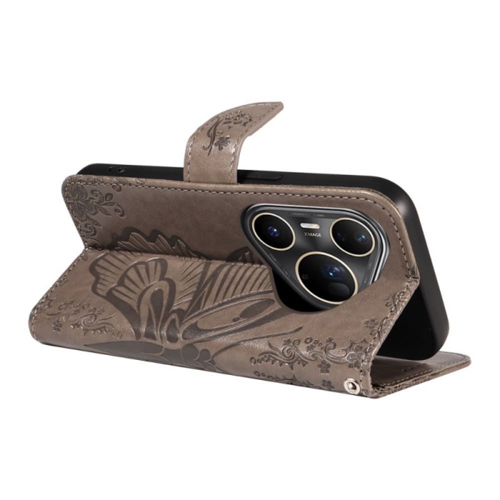 Leren Hoesje Huawei Pura 80 Ultra Grafische Vlinder Bescherming Hoesje