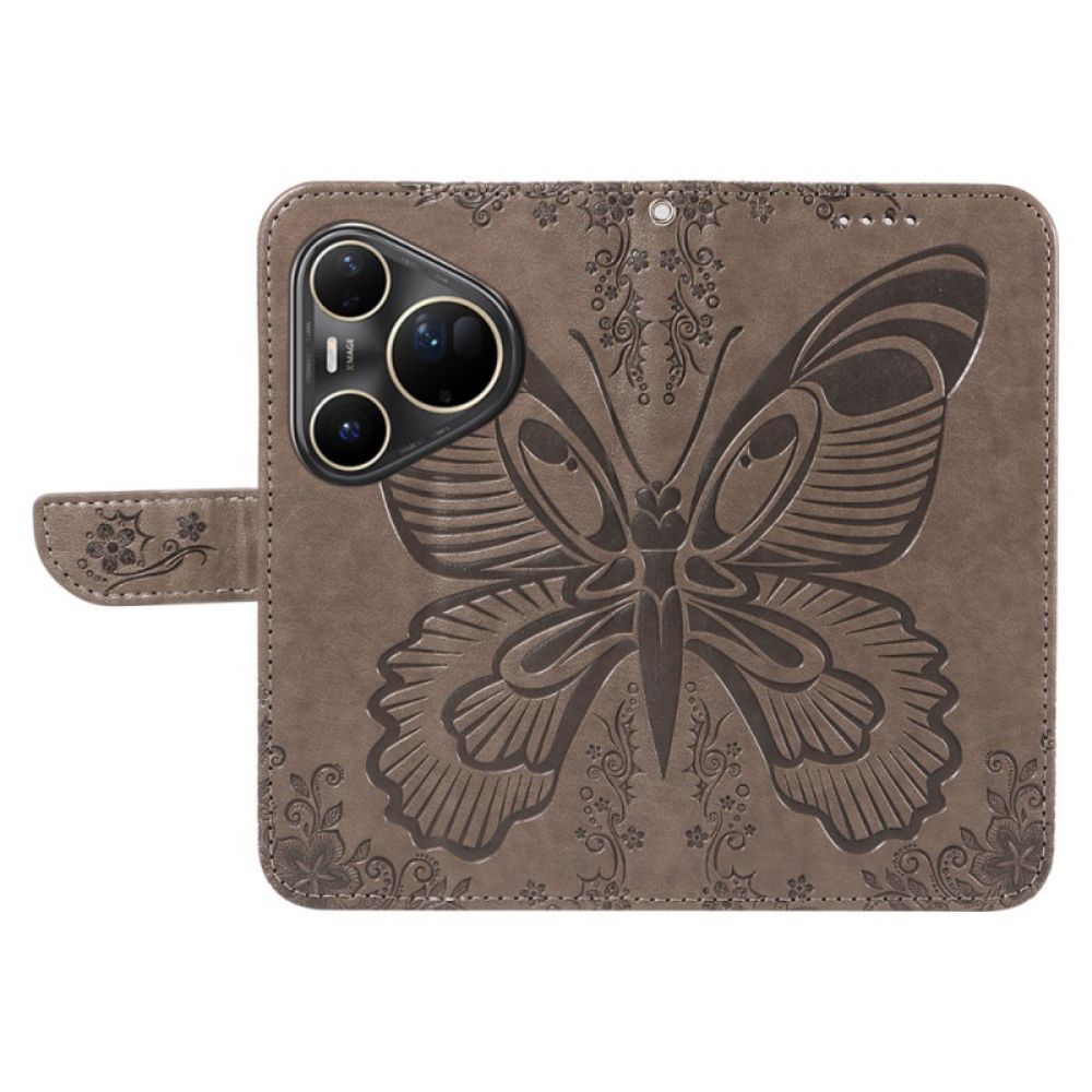 Leren Hoesje Huawei Pura 80 Ultra Grafische Vlinder Bescherming Hoesje