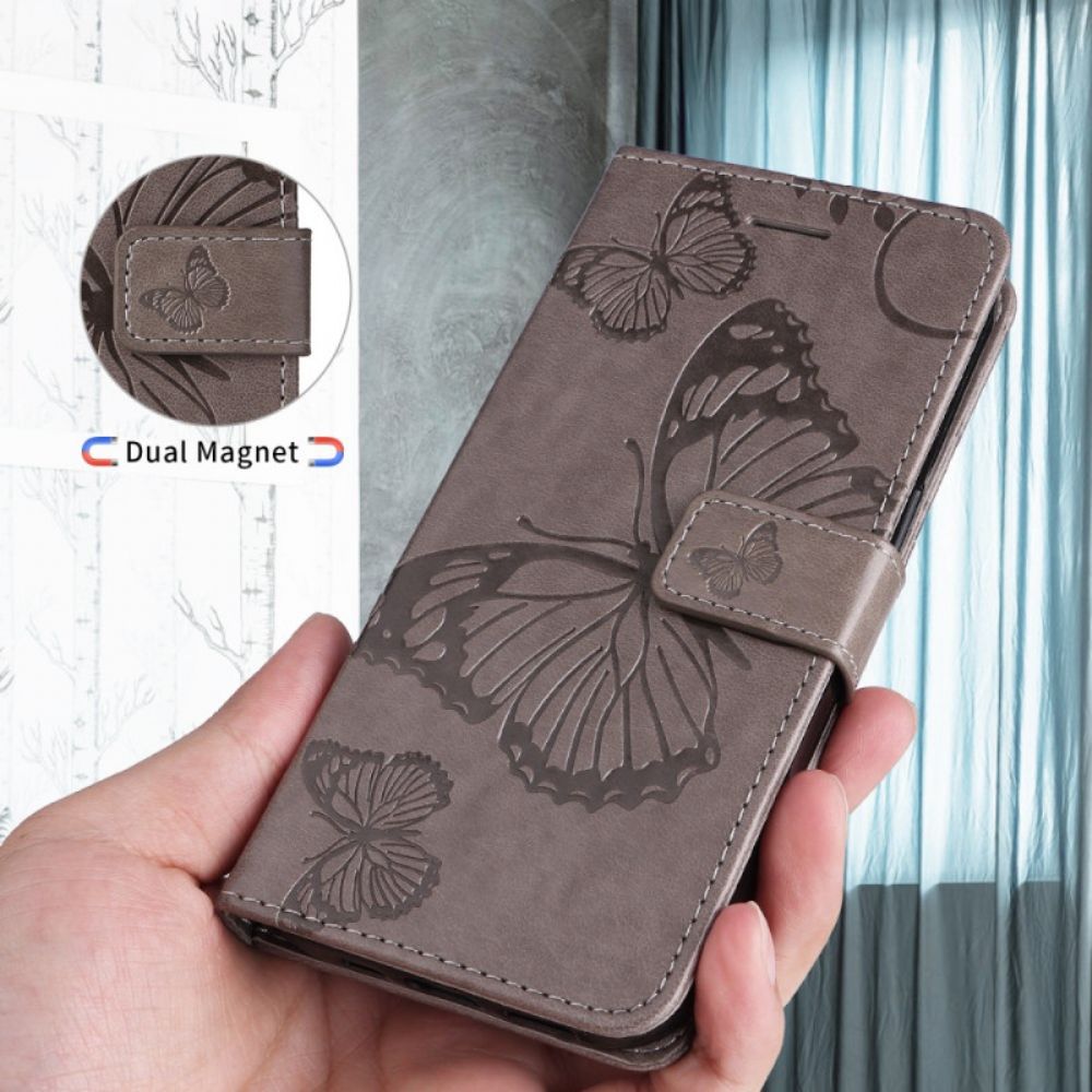 Leren Hoesje Huawei Pura 80 Ultra Groot Vlinders Bescherming Hoesje