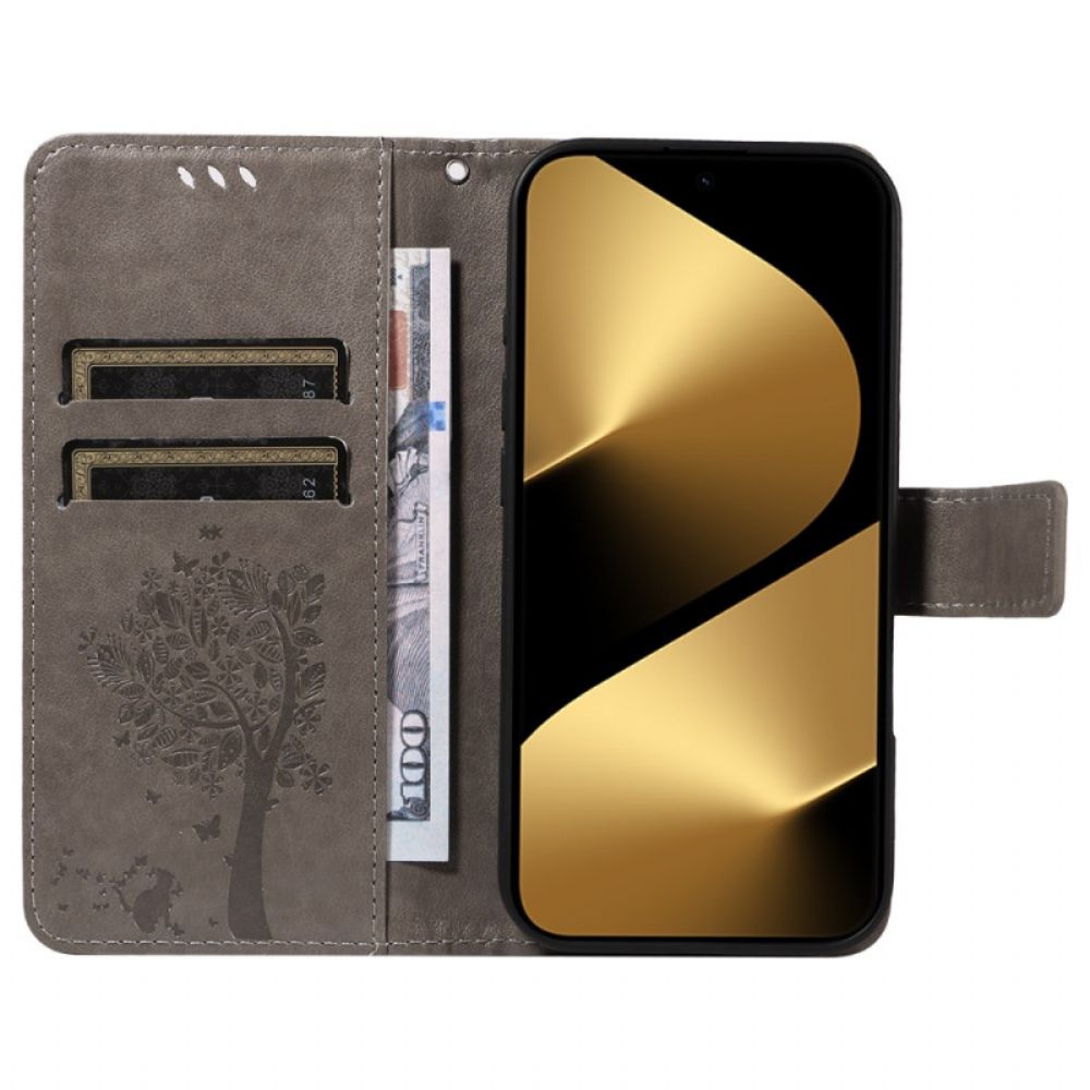 Leren Hoesje Huawei Pura 80 Ultra Kat En Boom Bescherming Hoesje