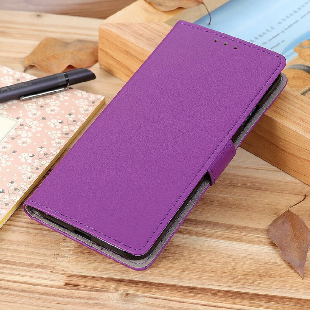 Folio-hoesje voor Realme X50 Klassiek Leereffect