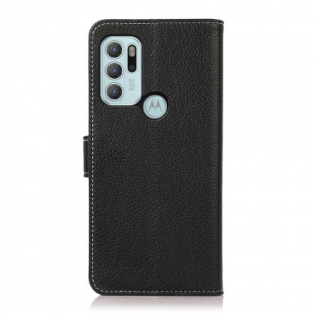 Flip Case voor Moto G60S Litchi-blootgestelde Naden