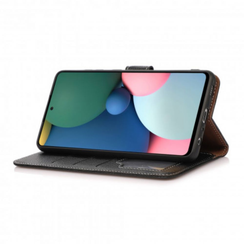Flip Case voor Moto G60S Litchi-blootgestelde Naden