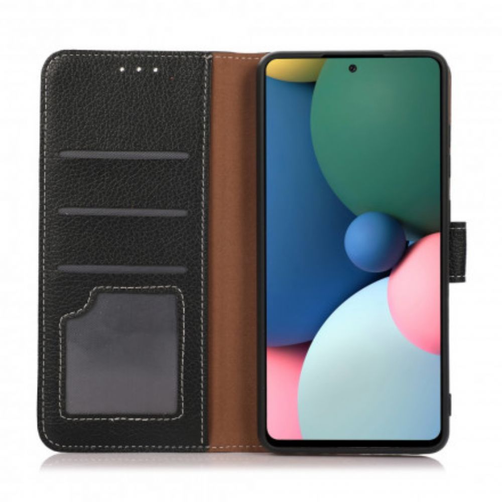 Flip Case voor Moto G60S Litchi-blootgestelde Naden