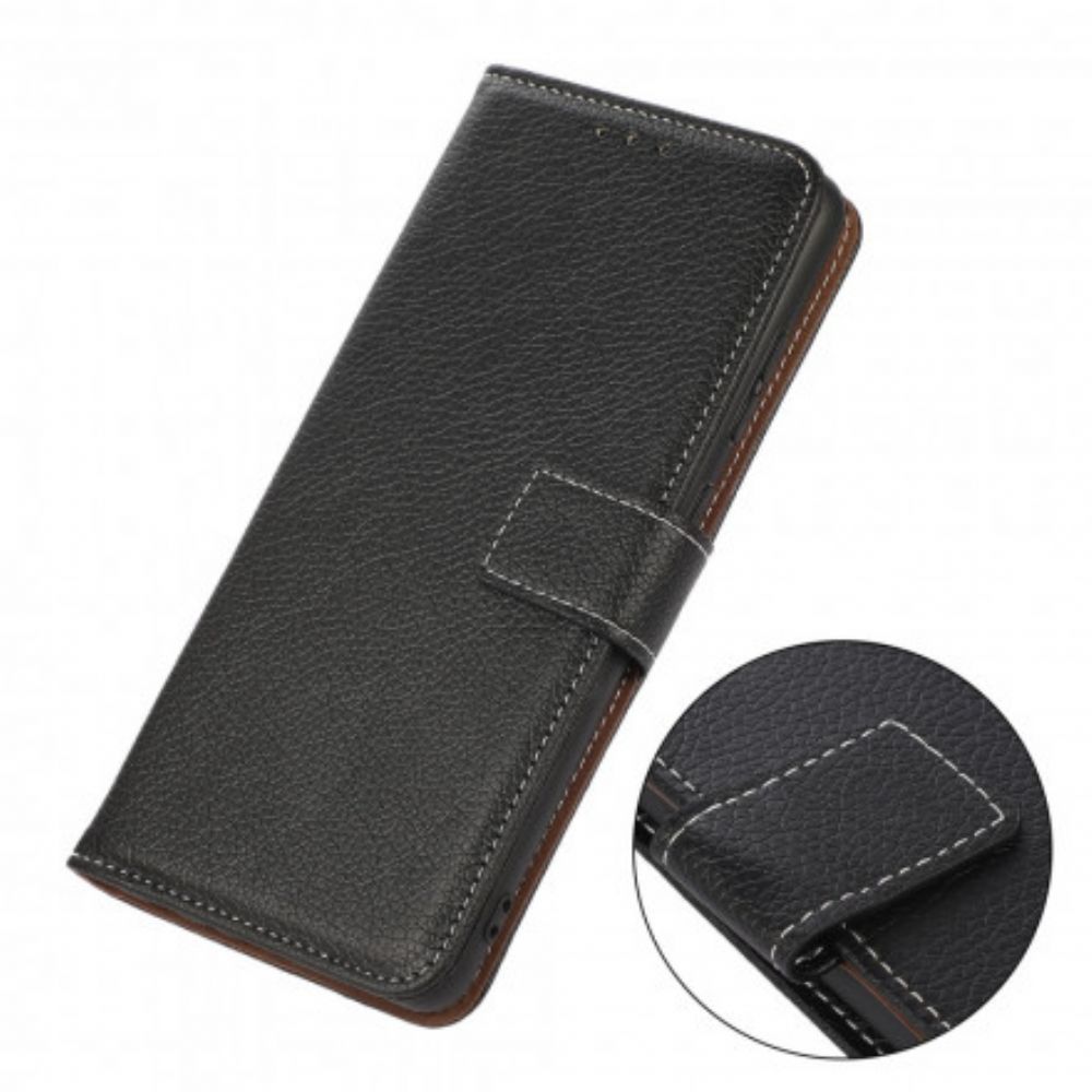 Flip Case voor Moto G60S Litchi-blootgestelde Naden