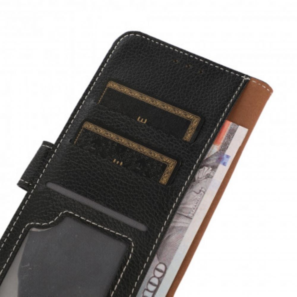 Flip Case voor Moto G60S Litchi-blootgestelde Naden