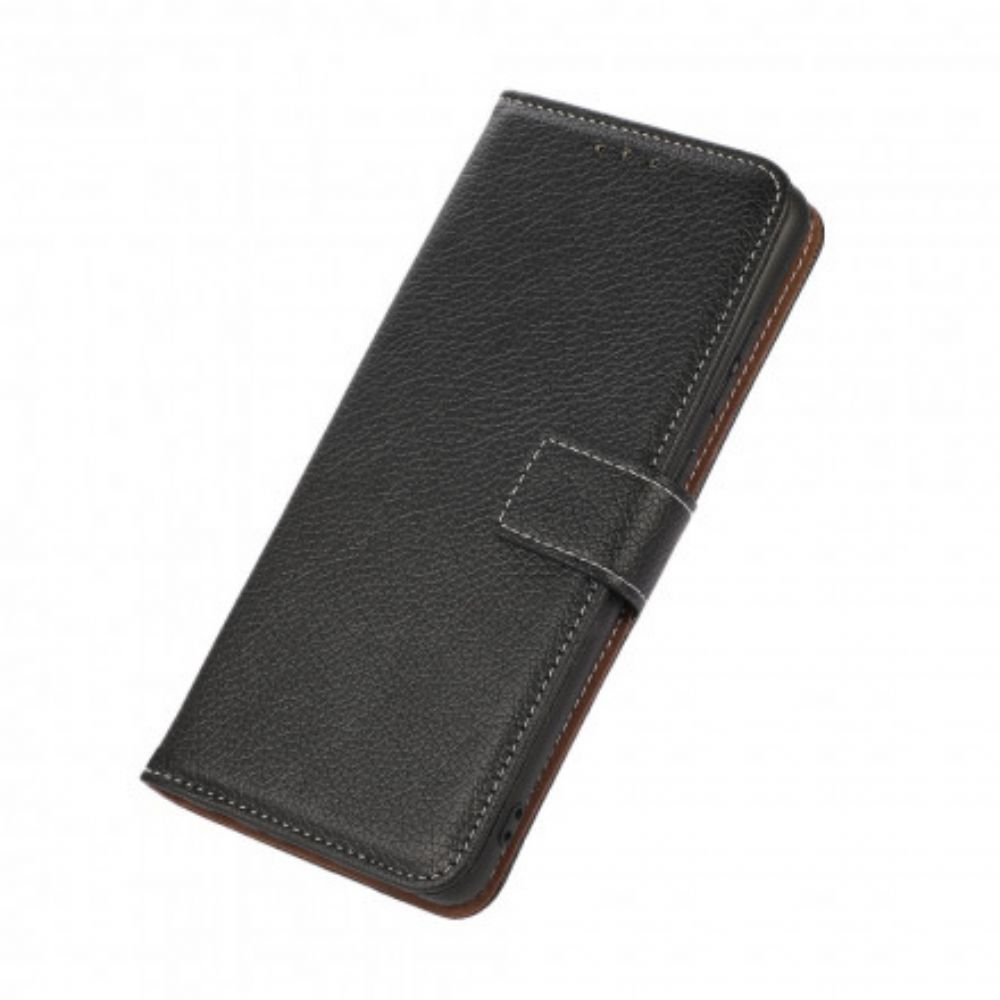 Flip Case voor Moto G60S Litchi-blootgestelde Naden