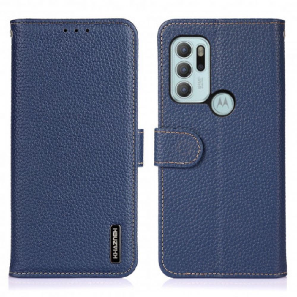 Folio-hoesje voor Moto G60S Litchi Khazneh Leer