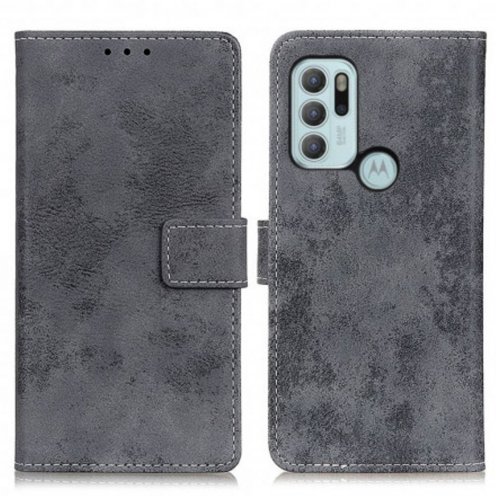 Leren Hoesje voor Moto G60S Vintage Kunstleer